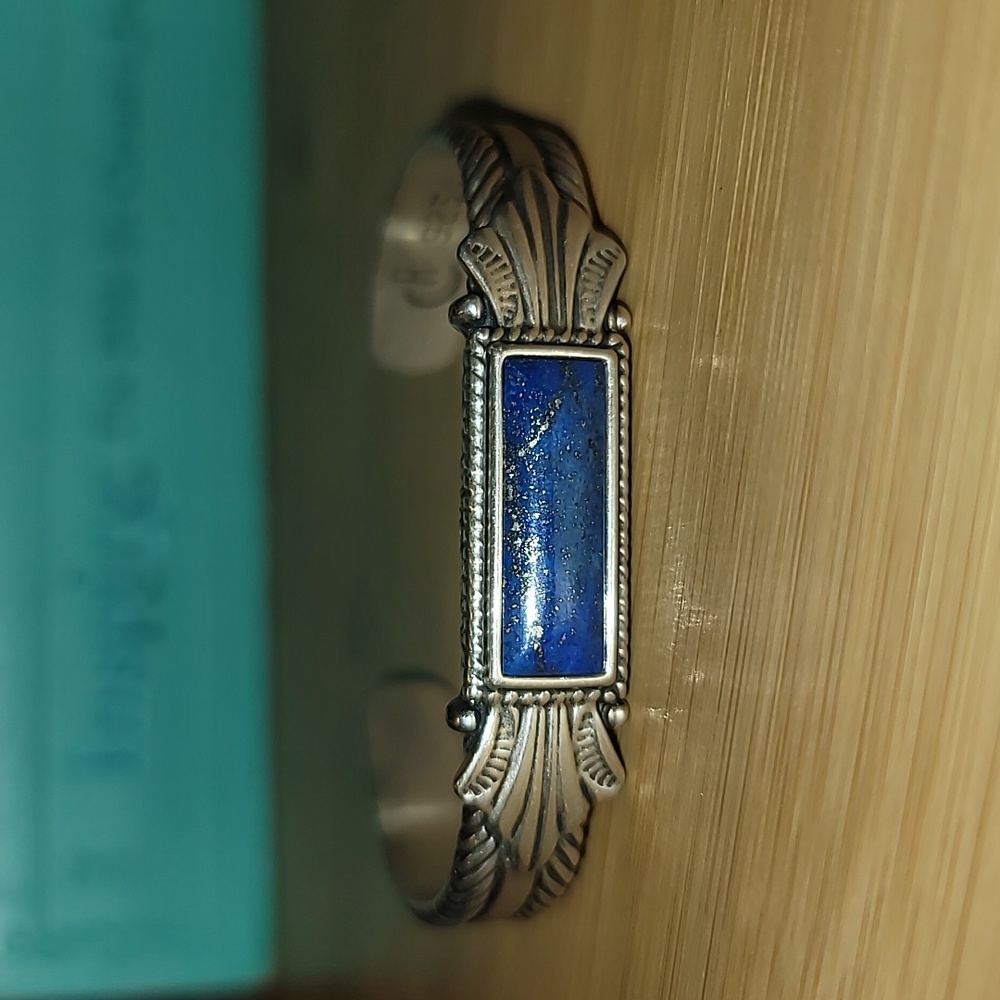 Signed Carolyn Pollack Lapis Cuff Bracelet RETIRED